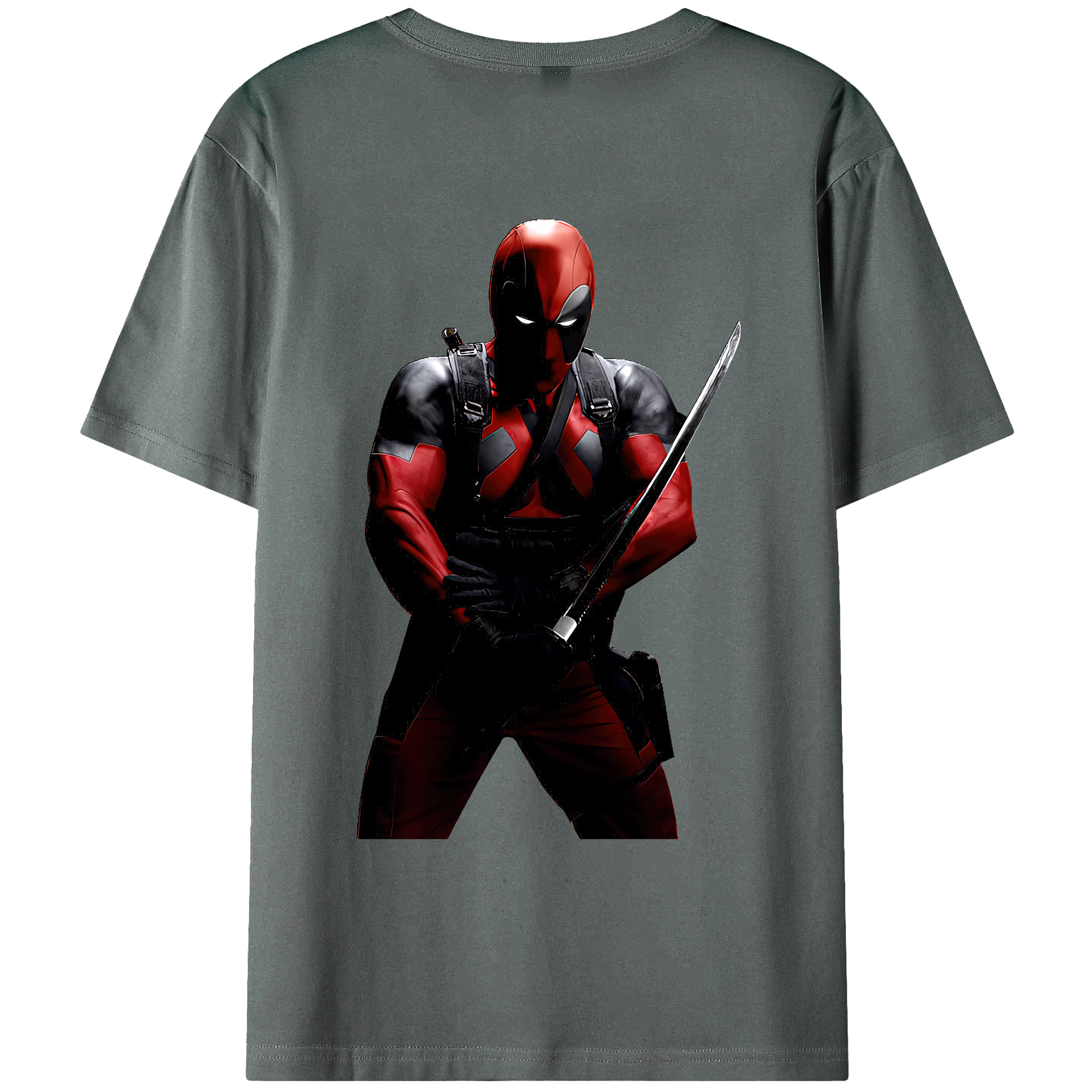 （画像用） Deadpool デッドプール 綿100％ メンズ半袖Tシャツ（バックプリント） 通気性